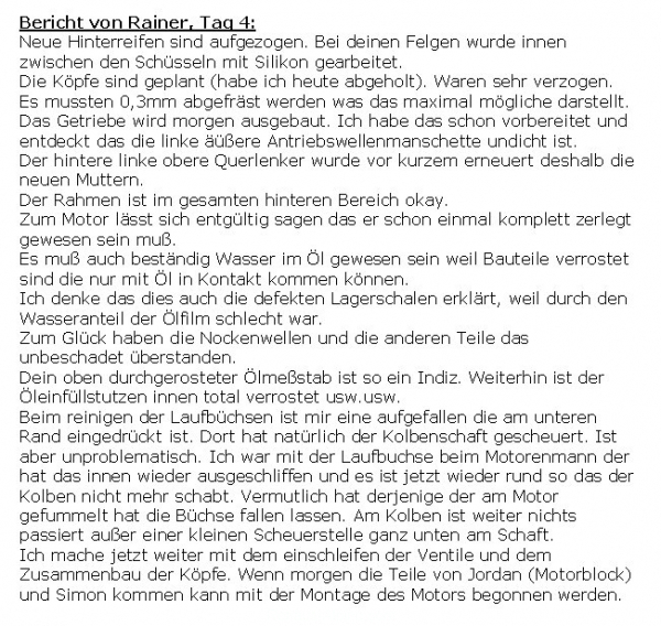 4 Bericht von Rainer, Tag 4