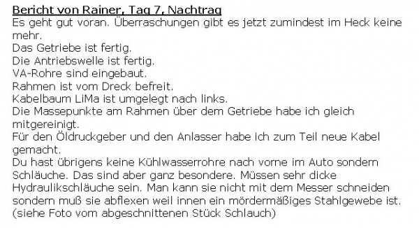 82 Bericht v Rainer Tag 7, Nachtrag